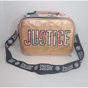 Justice Sport Girls Lunch Box Rose Gold Floral Insulated Bag 10"x8"x4" School